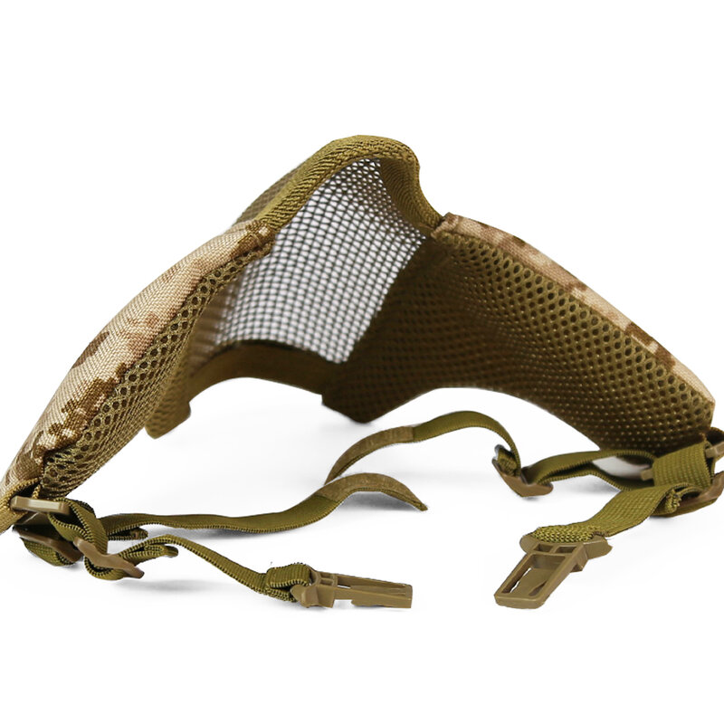 Masker Jaring Baja Taktis Beradaptasi dengan Helm Cepat Berburu Menembak Masker Setengah Wajah Militer