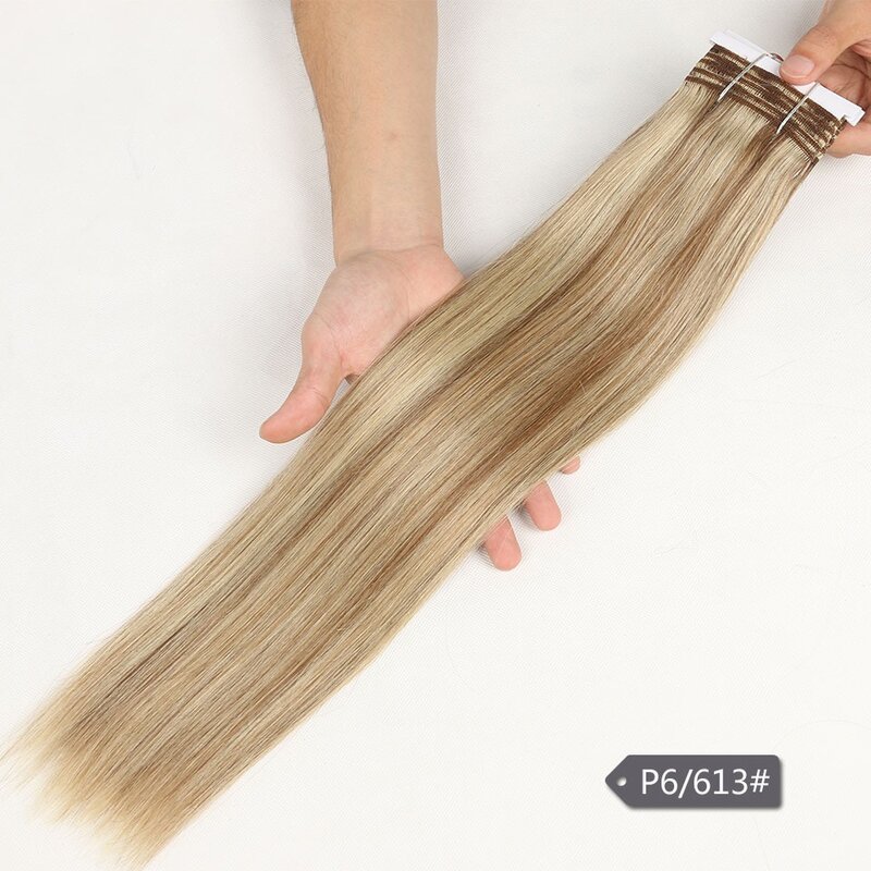 レベッカダブル描かストレートの髪P6/613ブロンドP27/613ブラジル人毛織りバンドル1ピースのみヘアエクステンションレミー