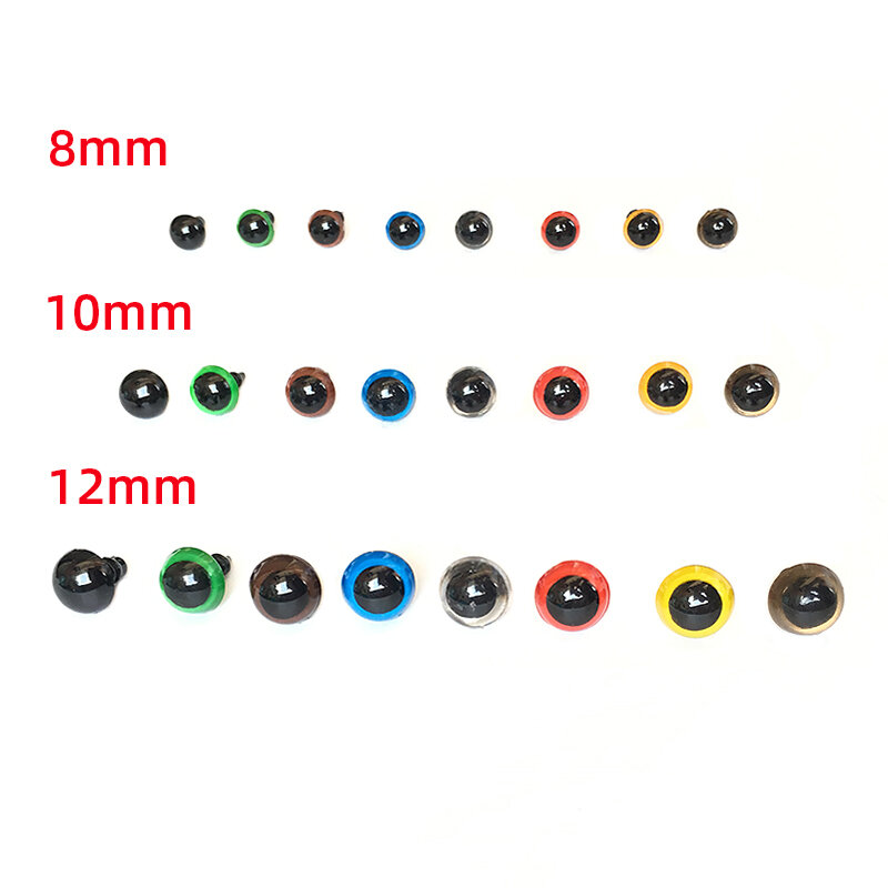 100pcs 8/10/12/mm Mix Color Plastic Safety Eyes Crafts Animal Bear DIY Dolls Puppet Accessories Stuffed Toys with Washer
