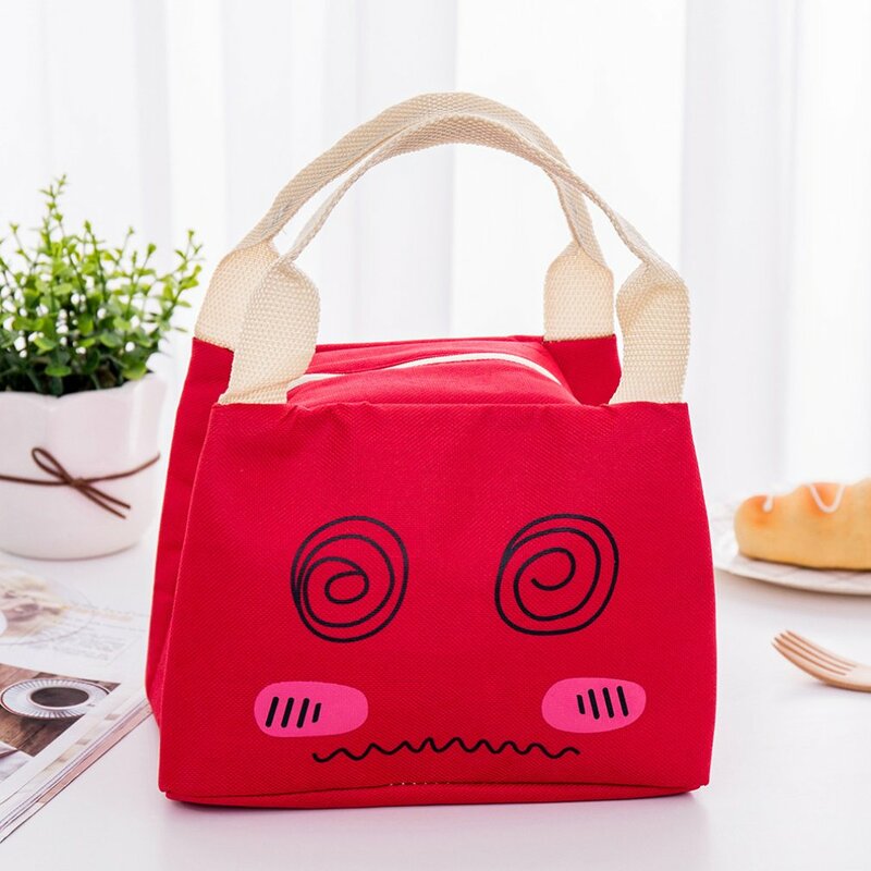 Student Kid Lunch Bag Thermal Bag Cooler Handbag Food Neutral Cartoon expression Outdoor picnic Multifunction Bag