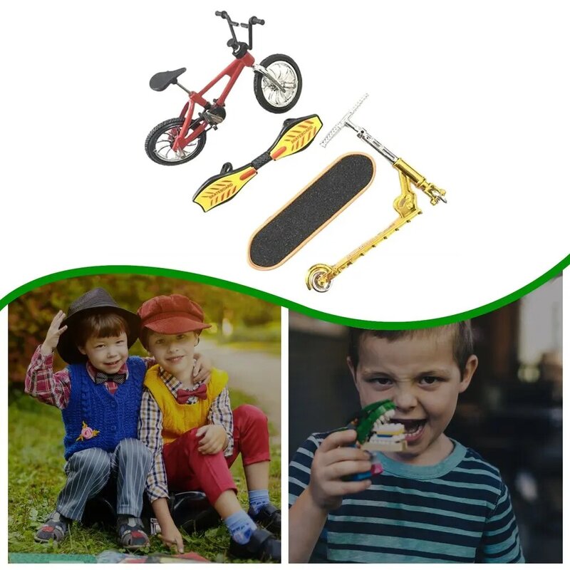 Mini Finger Skateboarding Fingerboard BMX Bicycle Set Fun Skate Boards Mini Bikes Toys For Children Boys Decompression Toys