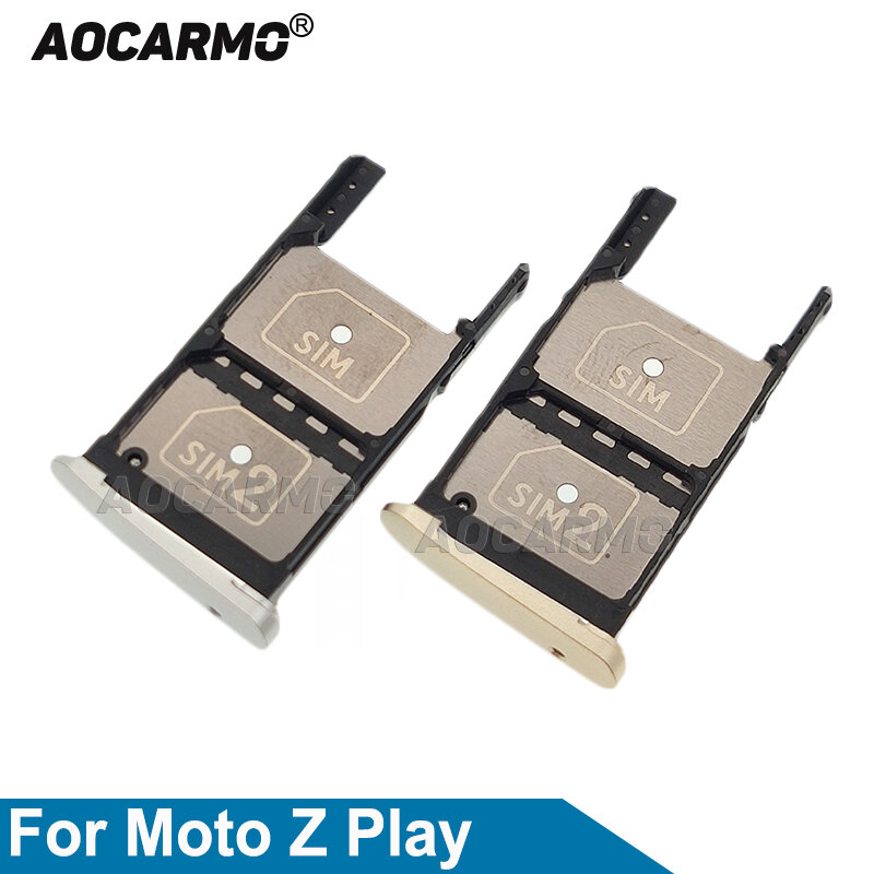 Aocarmo Voor Motorola Moto Z Spelen XT1635 Dual Sim-kaart Lade Microsd Slot Holder Vervangende Onderdelen