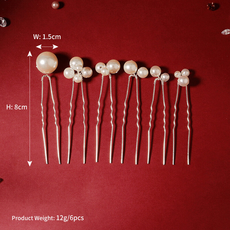 Molans-Pin pasador de Metal en forma de U para mujer, horquillas simuladas de perlas, Tiara nupcial, accesorios para el cabello, herramientas de peinado de boda
