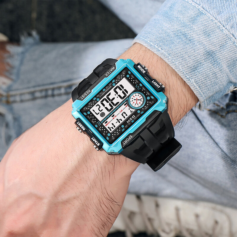 SYNOKE ทหารนาฬิกาข้อมือสำหรับผู้ชายกีฬากลางแจ้งนาฬิกากันน้ำ LED อิเล็กทรอนิกส์นาฬิกา Jam Tangan Digital Relogio Masculino