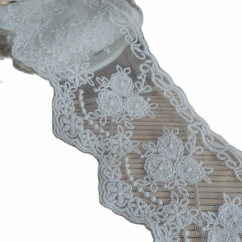 Haftowana koronkowa tkanina wykończenia 7.7cm różowa ślubna taśma koronkowa DIY akcesoria do szycia ozdoby gipiury zapasy rzemieślnicze dentelle L62