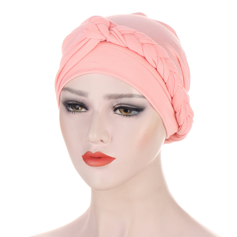 Turbante de cabeza trenzada musulmana para mujer, cubierta envolvente para cáncer, quimio, gorro árabe islámico, gorro para pérdida de cabello, gorros