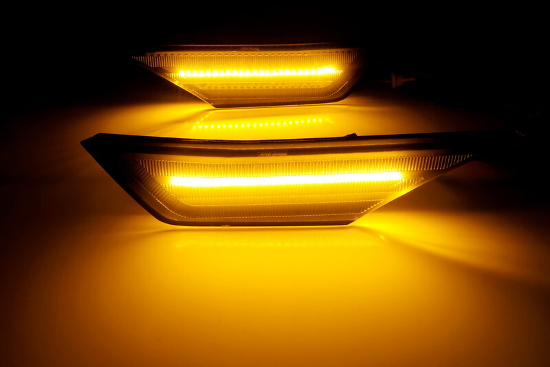 ANGRONG 2x LED Side Marker Turn Signal Light Lamp Black Smoked For Honda Civic 2016-2020