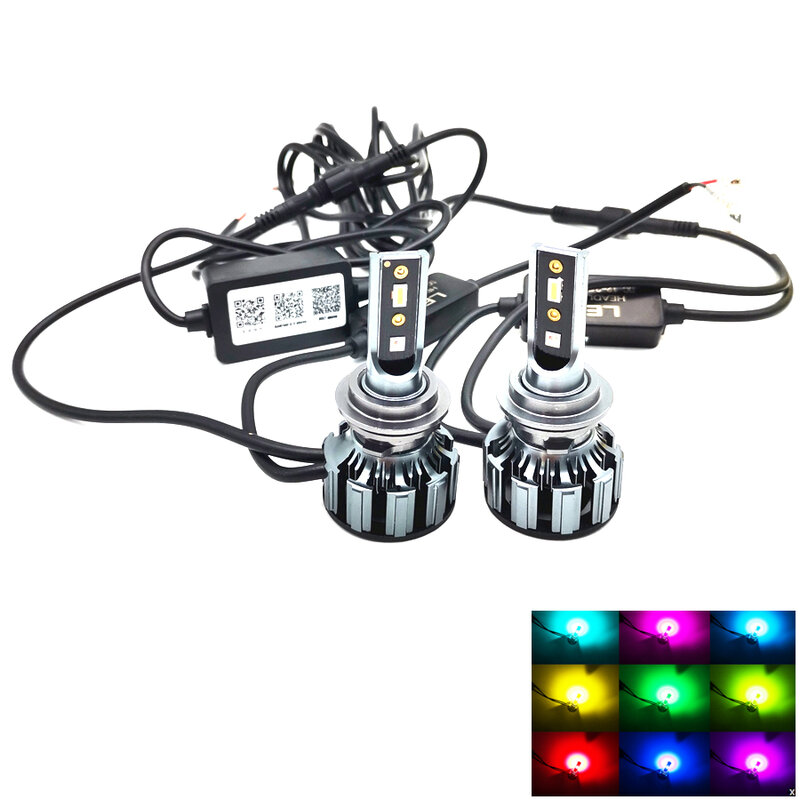 1 para RGB 72W samochodów LED reflektor żarówka do lampy przeciwmgielnej H11 aplikacja na telefon Bluetooth lampa