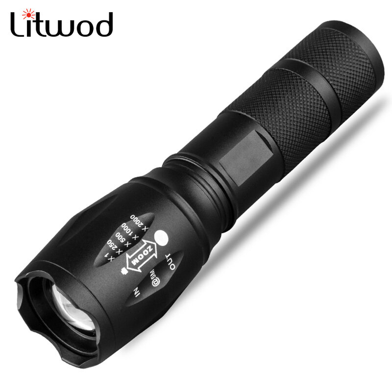V6 L2 T6 Led Flashlight Aluminum Torch Zoomable Lantern Waterproof White Yellow Light Use 18650 or AAA Battery For Camping