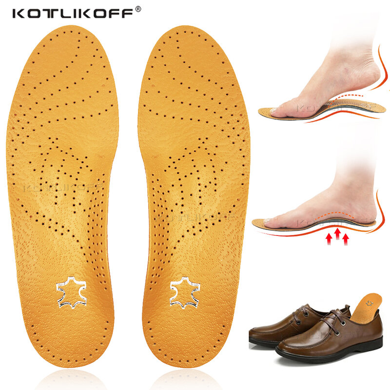 KOTLIKOFF-plantilla ortopédica de cuero de primera calidad para pies planos, soporte para arco, plantilla para zapatos, corrección de pies, pata OX