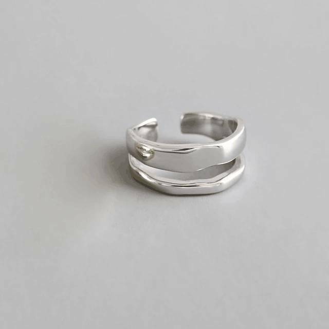 925 Sterling Zilver Trendy Elegante Twist Twee Cirkel Ringen Voor Vrouwen Paar Eenvoudige Geometrische Handgemaakte Sieraden Verstelbare