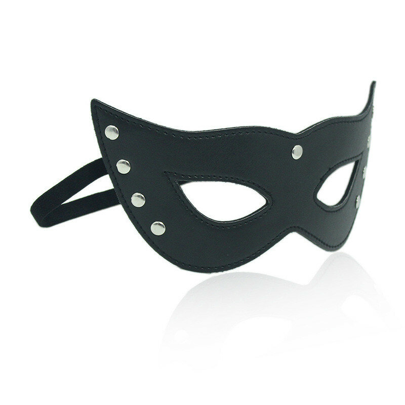 BDSM Sex PU Leather Catwoman Cosplay Mask Bdsm Fetish Sex Toys Erotic Latex Rabbit Mask With Collar Women Masquerade Party Mask