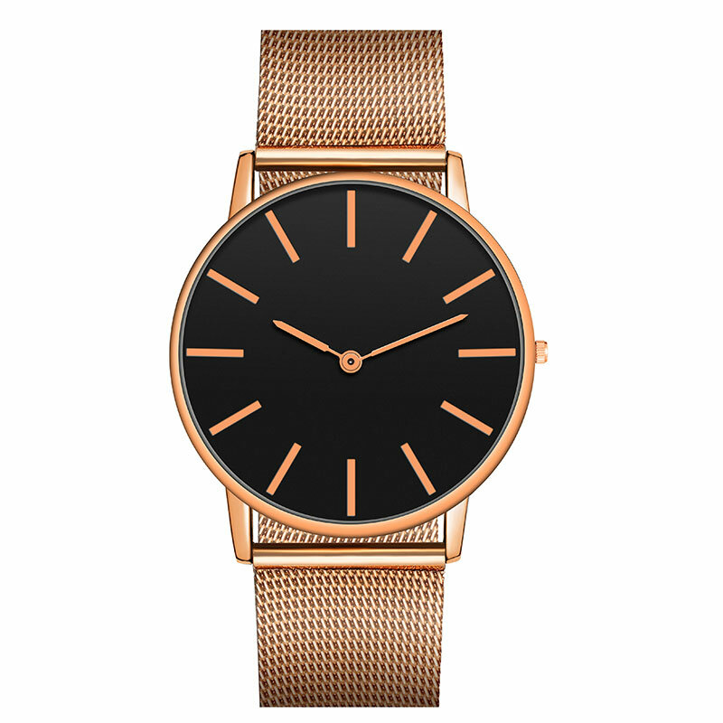 Hot Big Brand Rose Gold Mesh Creative Design Watches Casual For Men's Women Wrist Watch Quartz Relogio