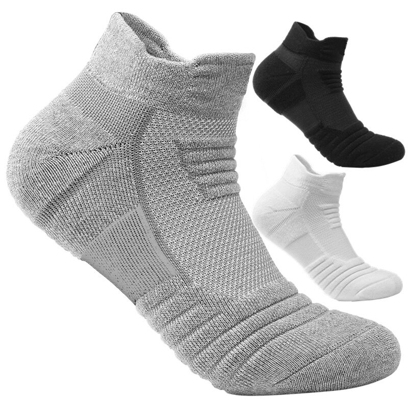 Men's 3 pairs Sports Towel Thick Basketball Sock Ankle Terry Winter Warm Solid Color Men Large Size Cotton Short Socks 44464749