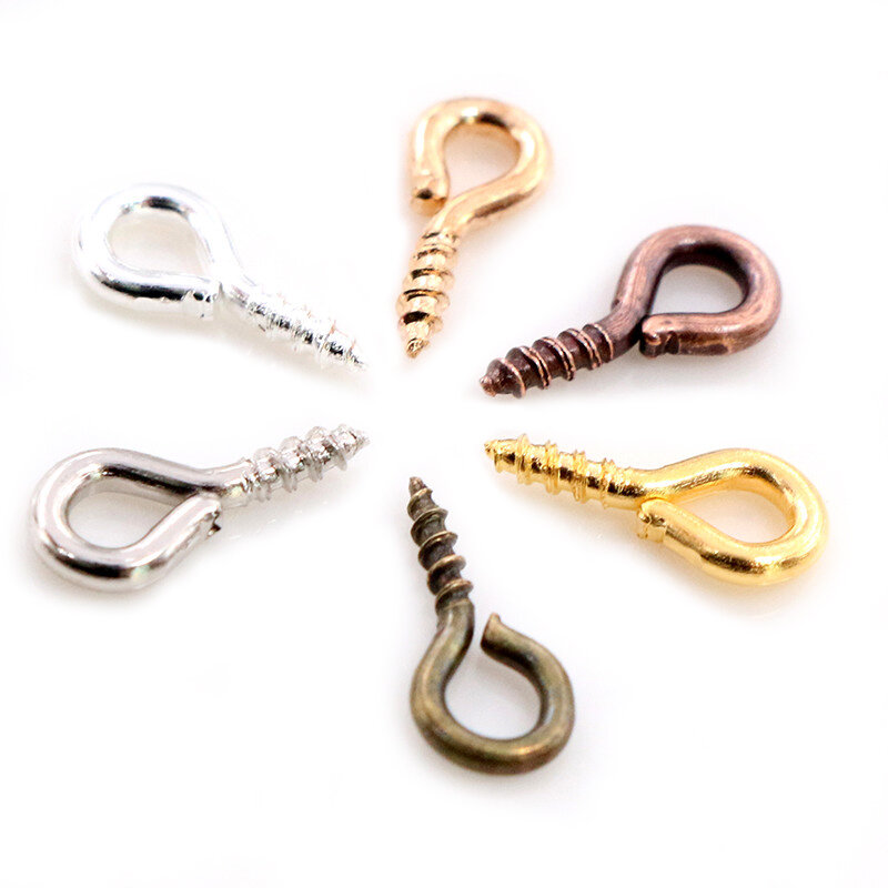 200 Pcs Kecil Mini Kecil Pin Mata Eyepins Kait Lubang Sekrup Ulir Stainless Steel Gesper Hook Temuan Perhiasan untuk Membuat DIY