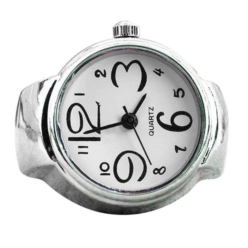 Dropshipping moda ze stali nierdzewnej gumką okrągły kwarcowy analogowy zegarek w pierścionku prezent