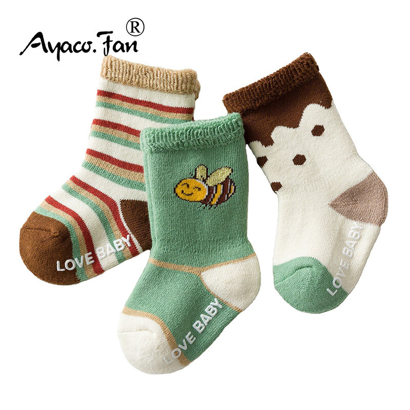 Chaussettes Antidérapantes en Coton Éponge pour Bébé Garçon et Fille de 0 à 5 Ans, 3 Paires par Lot