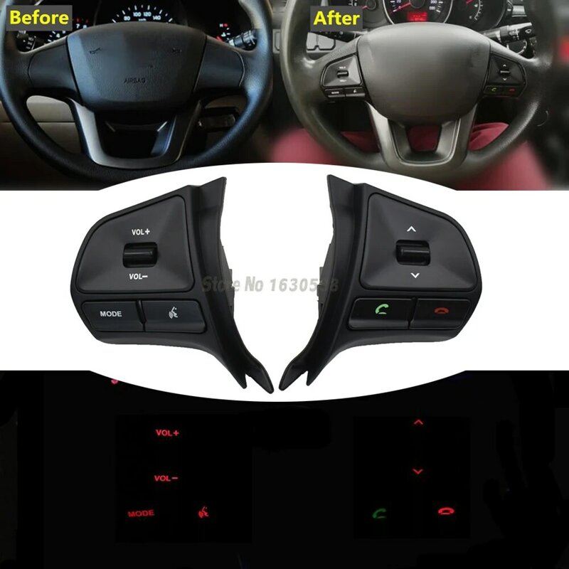 Botão de controle de música de volume de áudio do volante para kia k2 rio 3 2011-2014