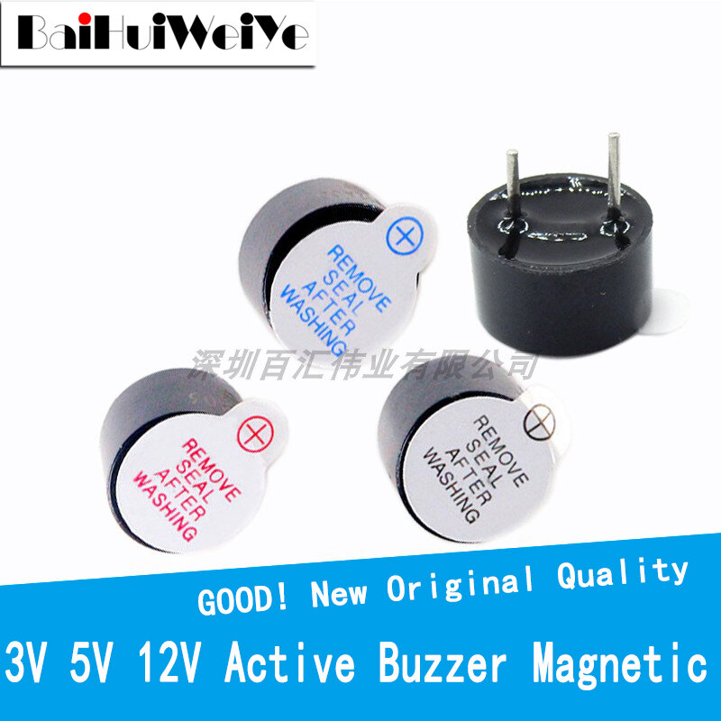 Zumbador activo magnético de tono continuo, 3V, 3,3 V, 5V, 12V, 12x9,5 MM, nuevo, Original, buena calidad, 10 uds./LOTE