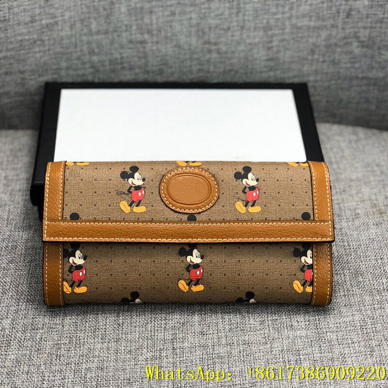 2020 Retro nowy GG kobieta Mickey portfel luksusowy projektant portfel moneta torebka pakiet kart składany portfel skórzany