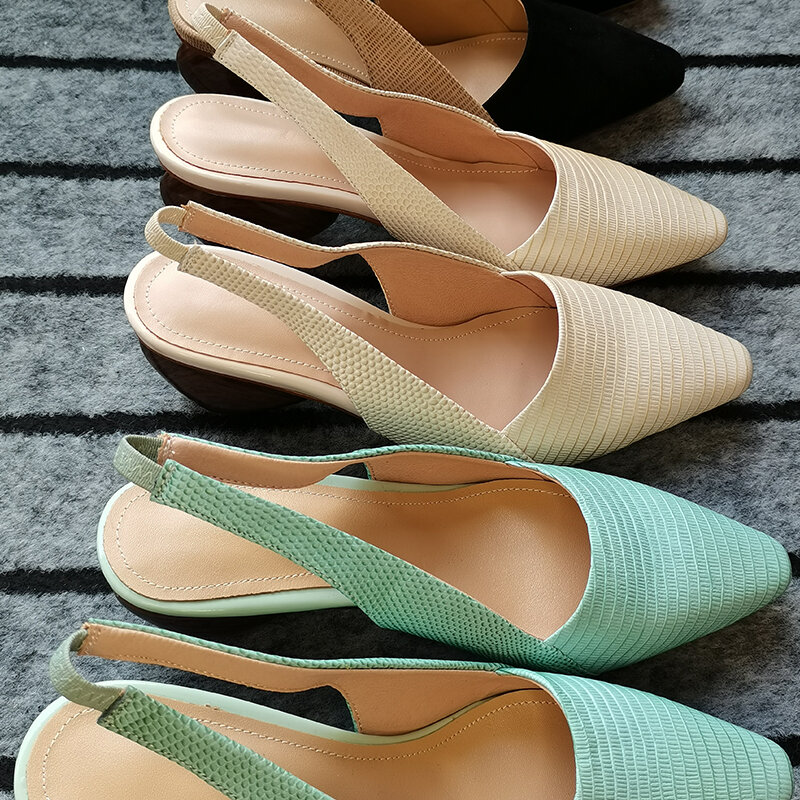 2021 النساء الصنادل الطبيعية أحذية من الجلد حجم كبير 22-26.5 سنتيمتر أحذية السيدات الصيف سحلية جلد الغنم عالية الكعب مضخات غريبة نمط