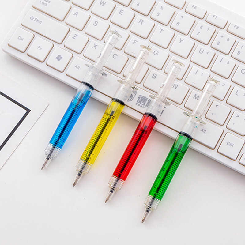 8 sztuk strzykawka długopis niebieski kolorowy atrament kulkowe długopisy 0.7mm podpis biurowe długopis nowość prezent biuro szkolne A6219
