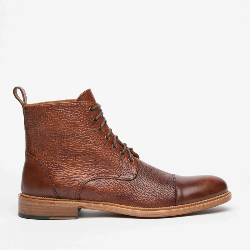Moda masculina sapatos de alta qualidade do vintage couro do plutônio botas xadrez rendas até botas masculinas casuais zapatos hombre f544