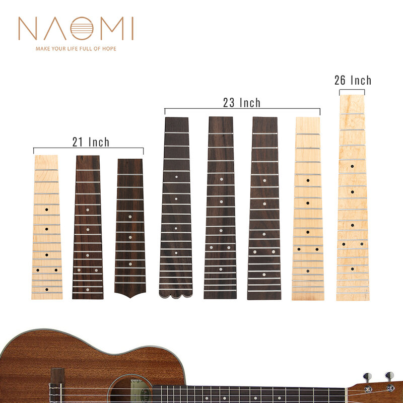 Diapasón de ukelele NAOMI, 21 pulgadas, 23 pulgadas, 26 pulgadas, guitarra hawaiana, arce/palisandro opcional