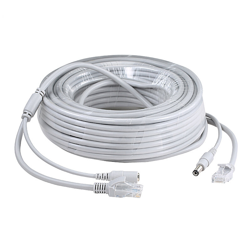 Cable Ethernet CCTV RJ45 + conector de alimentación CC, Cable LAN de red Cat5 para cámaras IP, sistema NVR, 5M/10M/20M/30M