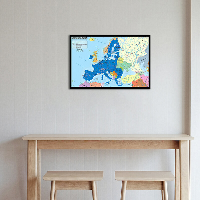 Mapa decorativo de Europa, carteles de decoración de Bar, Adhesivo de pared para habitación, hogar y oficina, 59x42cm