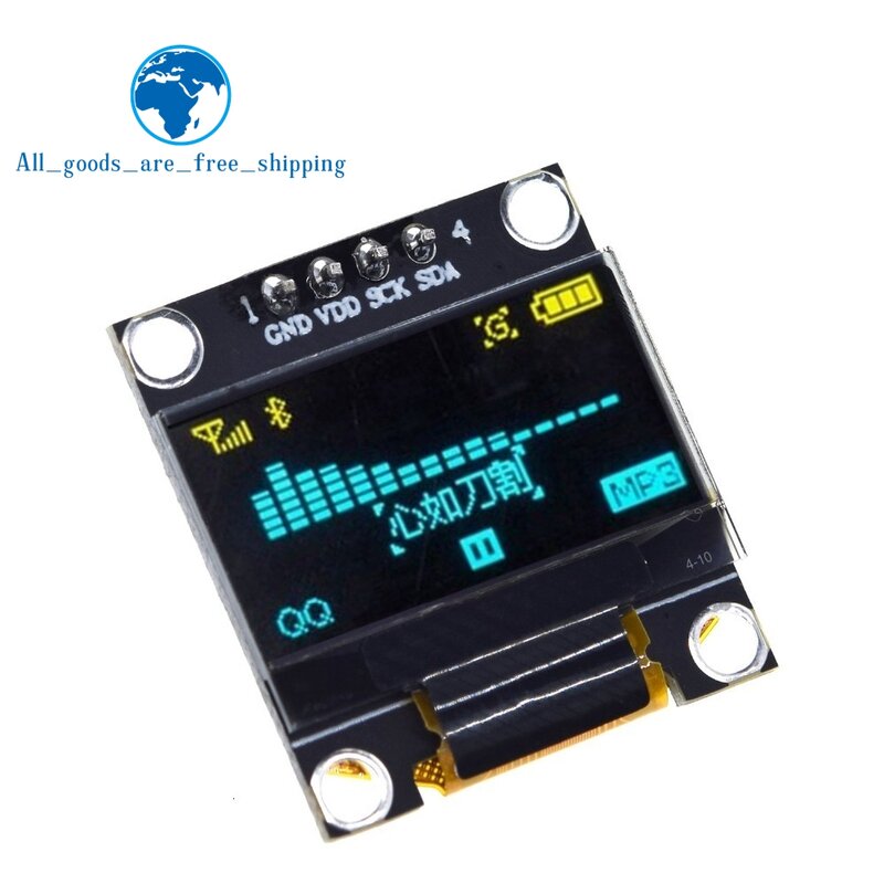TZT ROHS Certification 0.96 inch oled IIC Serial White OLED Display Module 128X64 I2C SSD1306 12864 LCD Screen Board For Arduino