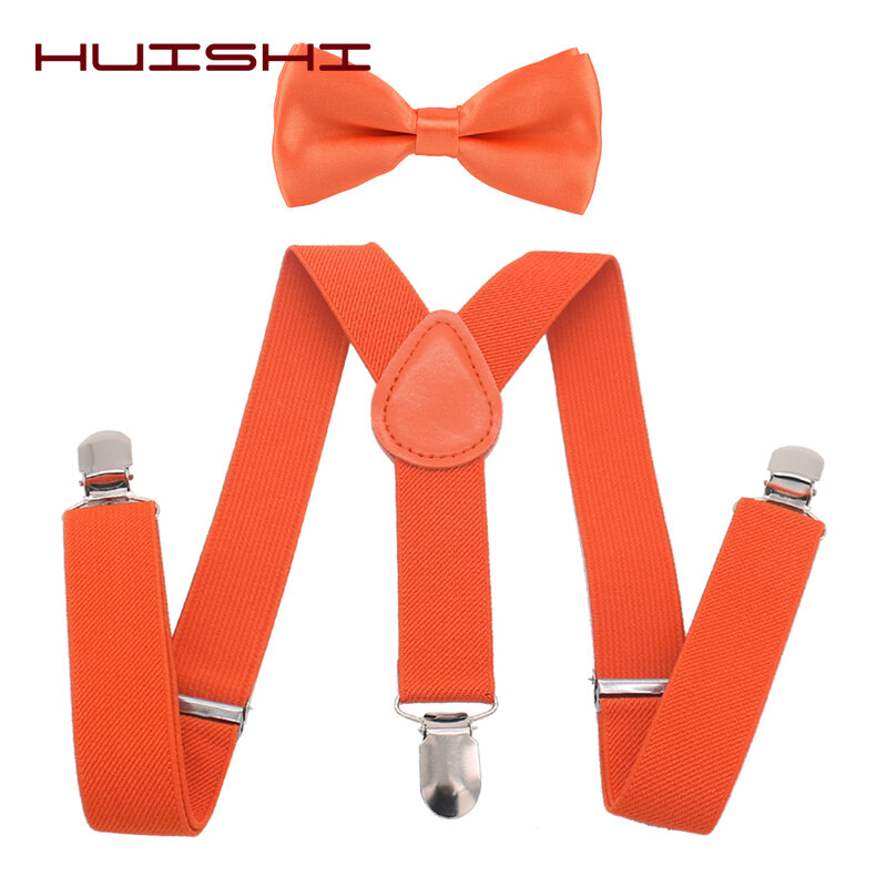 HUISHI-Suspensórios ajustáveis com gravata borboleta para crianças, suspensórios infantis, acessórios de casamento do bebê, moda de meninos e meninas