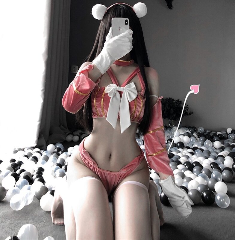 Милый костюм для девочек, женское нижнее белье для косплея из японского аниме, кимоно, одежда, униформа ведьмы, Необычные Сексуальные костюмы кролика