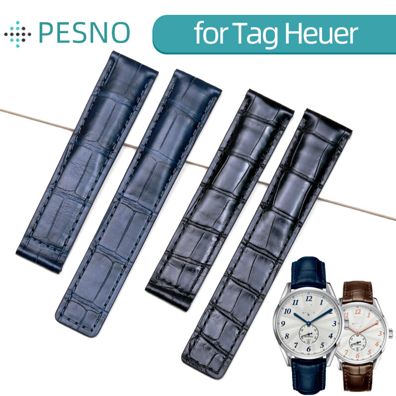 Pesno подходит для TAG Heuer Carrera кожаный ремешок для часов из кожи аллигатора 19 мм 20 мм 22 мм ремешок для часов из крокодиловой кожи