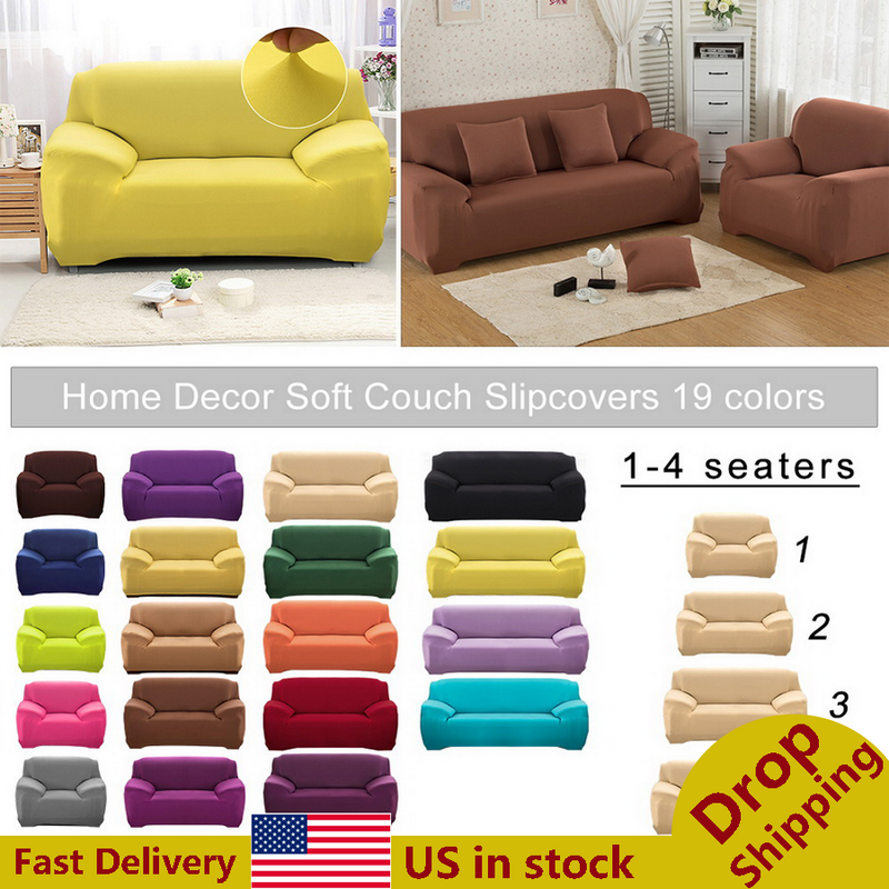 Elastyczne pokrowce na sofy do salonu All-inclusive antypoślizgowa kanapa narzuty jednolity kolor elastan siedzenia poszewki na kanapę 1/2/3/4-osobowa