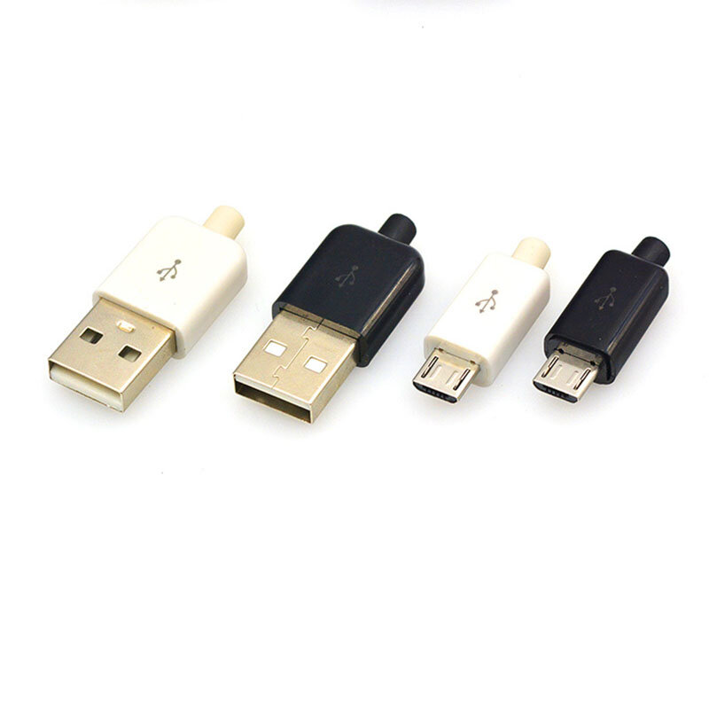 10 Buah DIY Micro USB 5PIN / USB 2.0 4PIN Plug Type Male Assembly Adaptor Socket Solder Type Plastic Data Charger Connection