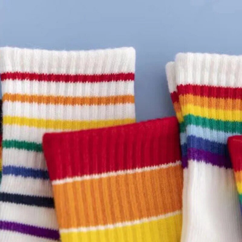 Meias 5 lâmpadas para crianças arco-íris meias coloridas tubo meias para crianças meninos meias de algodão meias para meninas