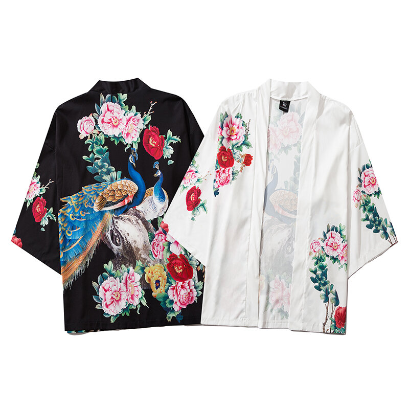 2020 Harajuku Kimono Cosplay japoński chiński styl moda uliczna mężczyzna i kobieta sweter bluzka Top Haori Obi azjatyckie ubrania