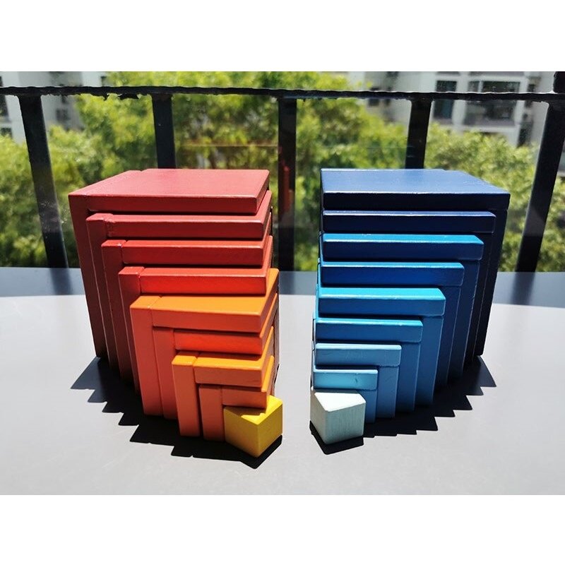 Giocattoli di legno arcobaleno impilabile blocchi cubici/bambini cubo di legno creativo blocchi regalo giocattolo Montessori
