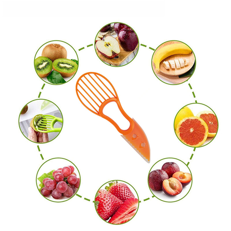 Многофункциональный нож 3 в 1 для резки авокадо, фруктов, Овощечистка, резак, сепаратор, пластиковый нож, инструменты для овощей, нож для масл...