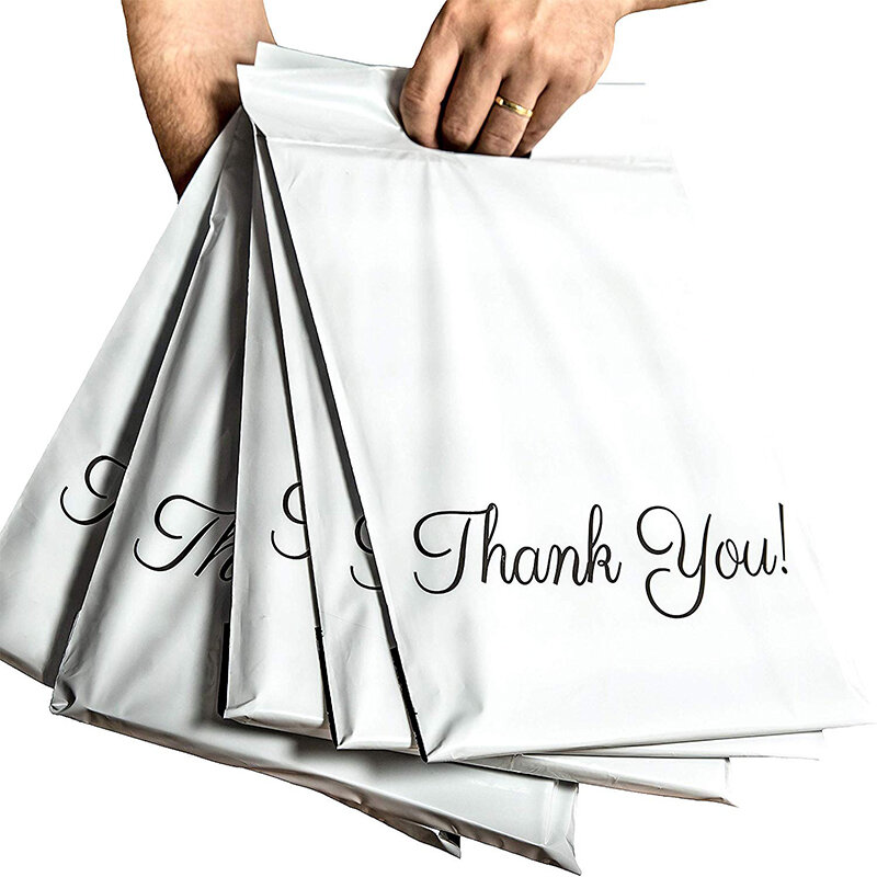 50 pces impresso tote saco expresso com alça saco de correio auto-selo esparadrapo grosso impermeável plástico poli envelope saco de envio