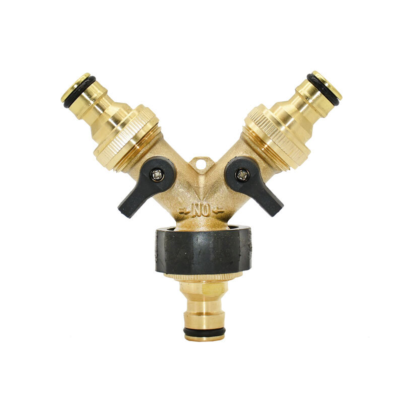 Brass Female 3/4" 2 way tap water splitter 5/8" garden tap Y Quick connector Irrigation valve Hose Pipe adapter 1pcs