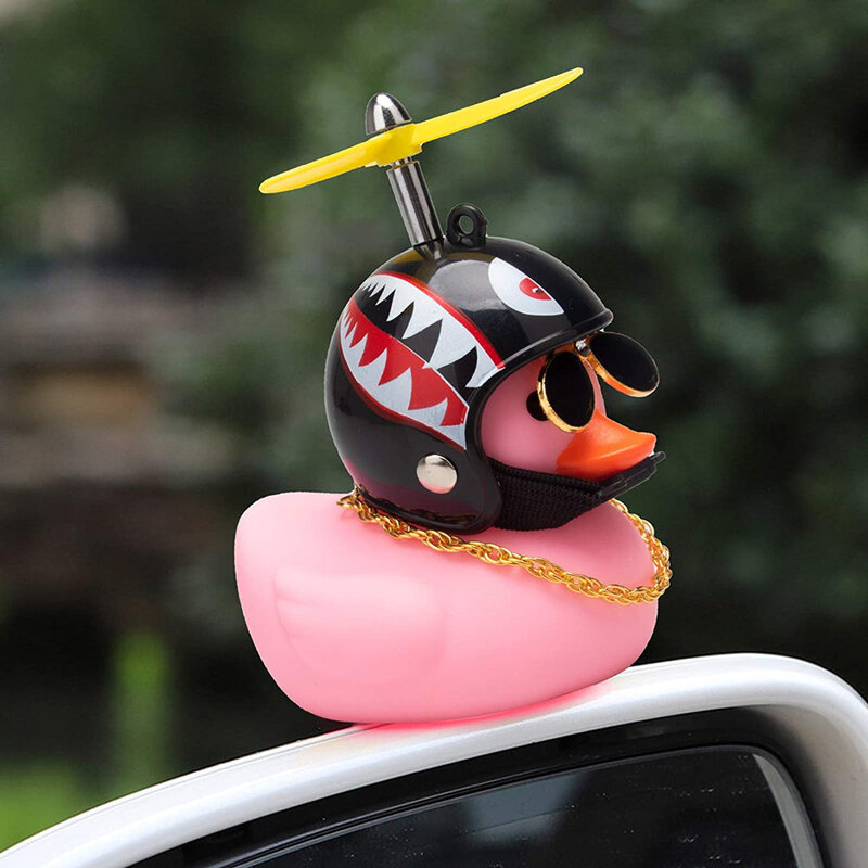 Pato amarillo con hélice de casco para coche, pato que rompe olas, decoración interna automática, juguetes sin luces