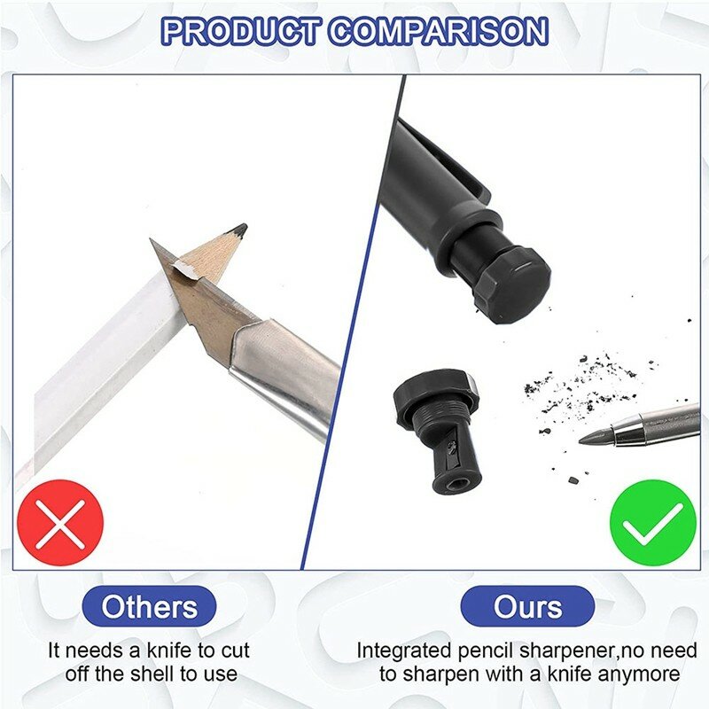 Lápis Carpinteiro Preto, Construção Pen, Recargas Leads, Caneta Mecânica, Lápis Arquiteto, Pica Dry Pen para Desenho Mark