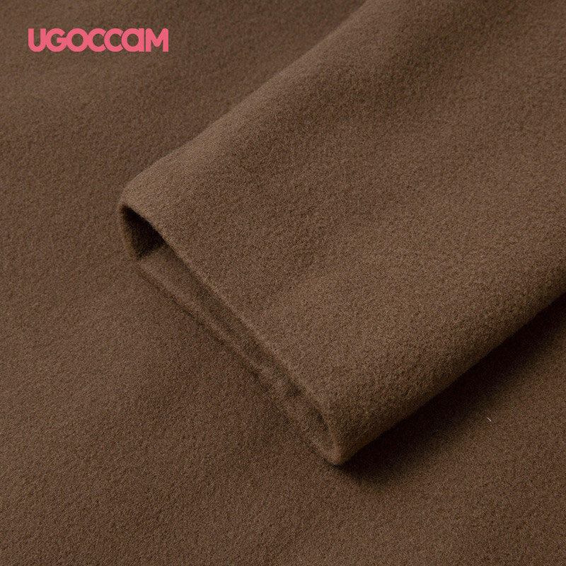 UGOCCAM-abrigo de lana para mujer, chaqueta de mujer para oficina, cortavientos largo de talla grande, doble botonadura