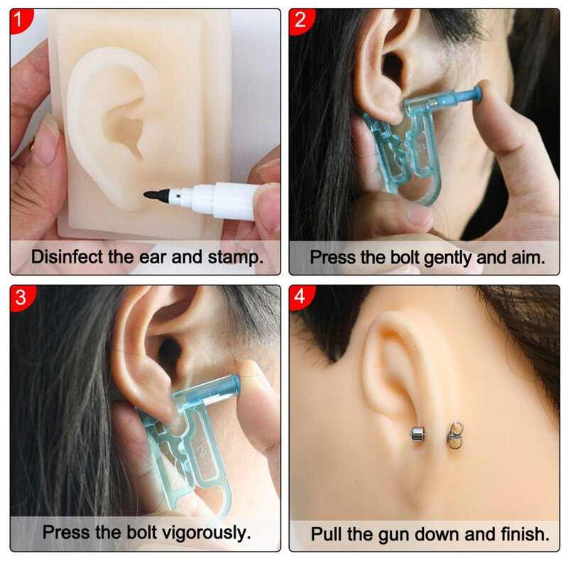 Set Piercing Kit Asepsis monouso Sterile Piercing all'orecchio unità cartilagine Tragus Helix Piercing Gun NO PAIN Nose Piercer Tool