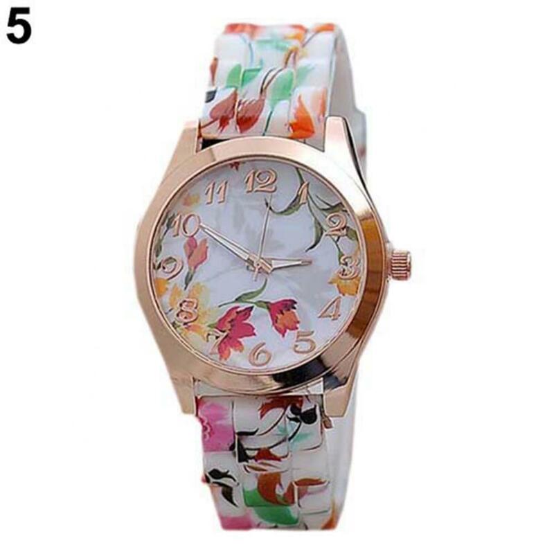 Женские кварцевые часы в стиле ретро, элегантные винтажные Роскошные наручные часы с цветочным принтом, силиконовым ремешком и циферблатом, подарок для свидания, 2021