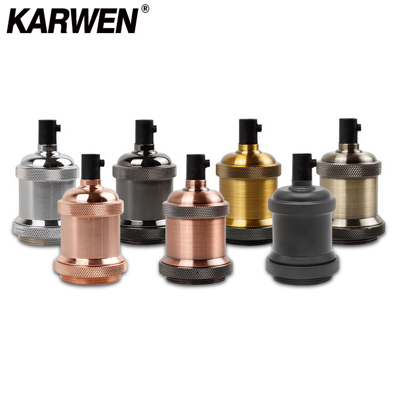 Karwen – Douille D'ampoule Vintage Edison, E 27, 110 v, 220 v,, Rétro, Industrielle, Raccords Suspendus, Fixation de Douilles en Aluminium