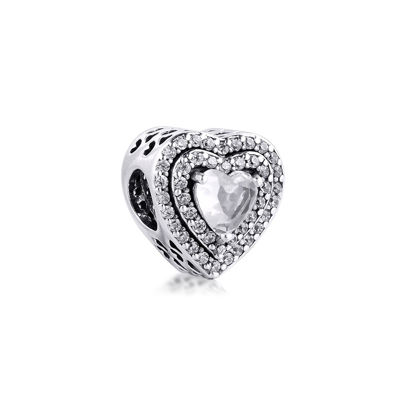 Berkilau Hati 2020 Natal Hadiah Perhiasan Keluarga Komponen 100% Real S925 Sterling Silver Pesona untuk Pembuatan Perhiasan