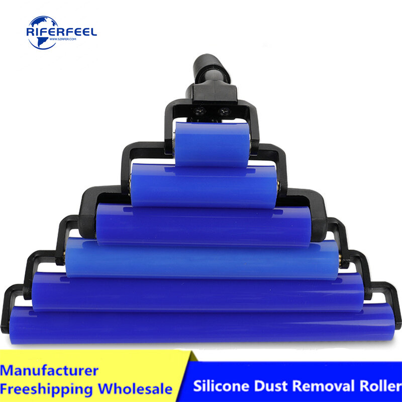 Riferfeel-Rodillo Antiestático de silicona para quitar el polvo, herramienta de limpieza manual, rodillo de silicona azul, siete tamaños